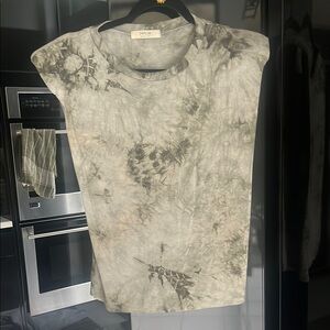 Jolie Gray Shoulder Padded T-Shirt/